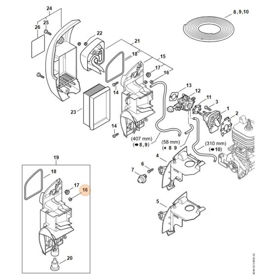 Spacer Flange, Air FIlter for Stihl BR 430 Leaf Blower