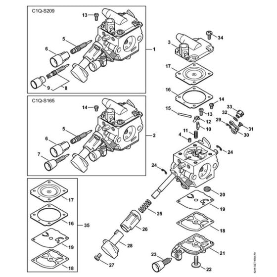 Carburetor C1Q-S209, C1Q-S165 for Stihl BR 430 Leaf Blower