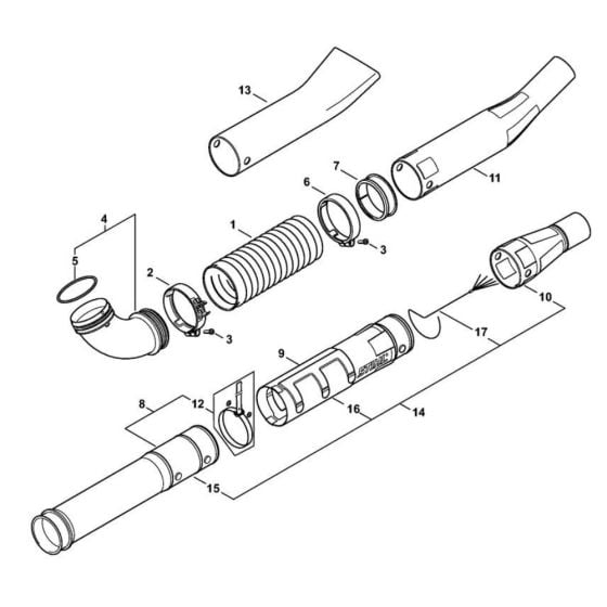 Pleated Hose, Blower Tube for Stihl BR 430 Leaf Blower