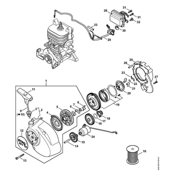 Rewind Starter for Stihl BR 450, BR 450 C Leaf Blower