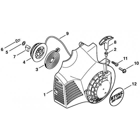 Rewind Starter Assembly for Stihl BR45C Blower