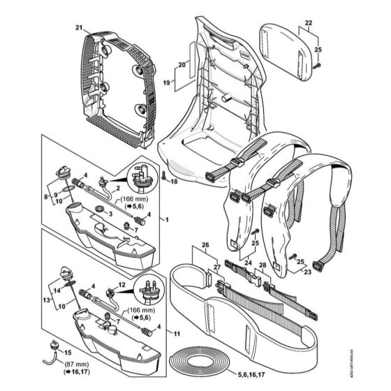 Fuel Tax, Backplate for Stihl BR 550 Leaf Blower