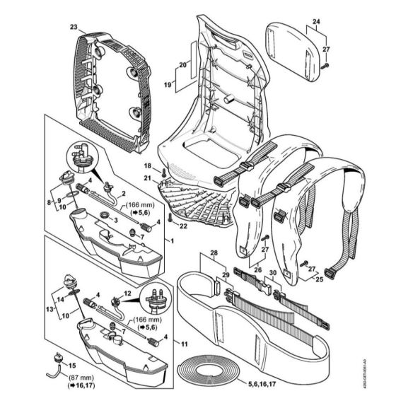 Fuel Tank, Backplate for Stihl BR 600 Leaf Blower