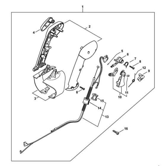 Control Handle (1) for Stihl BR 600 Leaf Blower