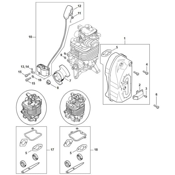 Muffler, Ignition System for Stihl BR 600 Leaf Blower