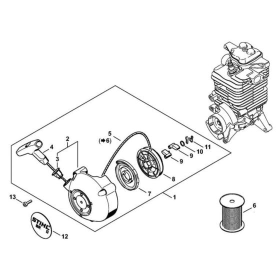 Rewind Starter for Stihl BR 600 Leaf Blower