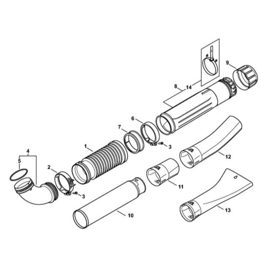 Pleated Hose, Blower Tube for Stihl BR 700 Leaf Blower