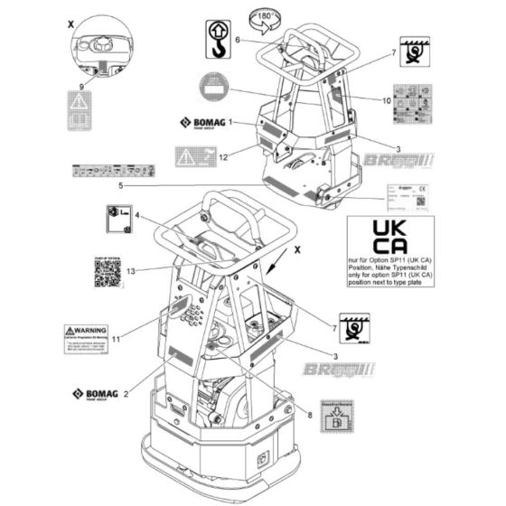 Decals Assembly for Bomag BR95 Plate Compactors