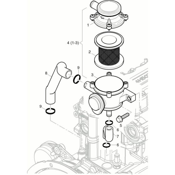 Crankcase Breathing Equipment Assembly for HATZ 4H50T.10 Engines