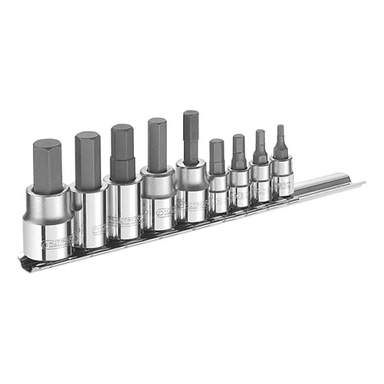 Hex Bit Socket Set of 9 1/4 & 3/8in Drive by Britool - E034802