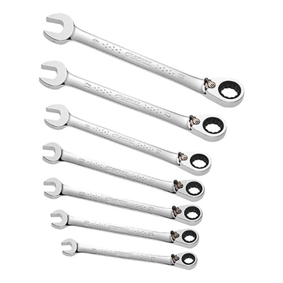 Set of 7 Ratchet Combination Spanners 8-19mm by Britool - E111107