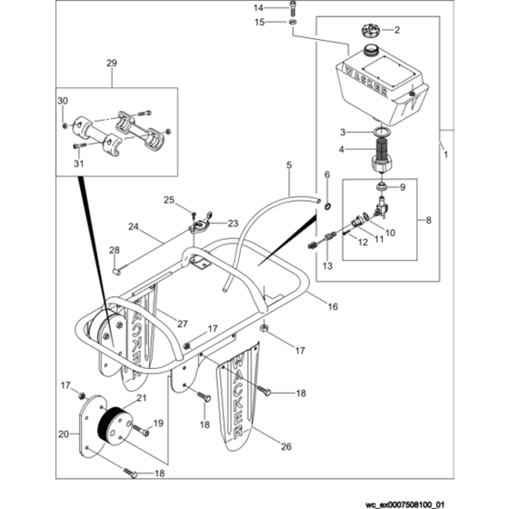 Guide Handle Assembly for Wacker BS45Y Trench Rammers