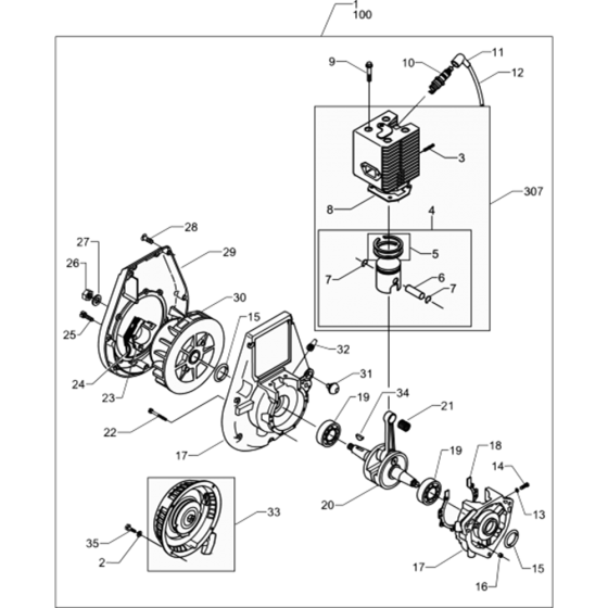 Engine-WM 80 Assy for Wacker Neuson BS50-2 Early (Tillotson Carb) Rammer