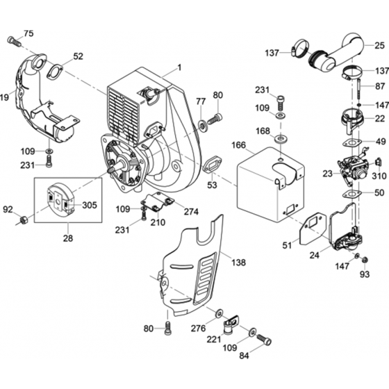 Engine Assy for Wacker BS50-2 Later (Walbro, Auto Choke Carb) Rammer