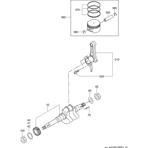 Crankshaft and Piston Assembly for Wacker Neuson BS50-4 Trench Rammer