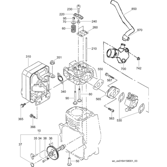 Intake and Exhaust Assembly for Wacker Neuson BS50-4 Trench Rammer