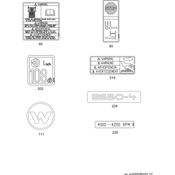 Labels for Wacker Neuson BS50-4 Trench Rammer