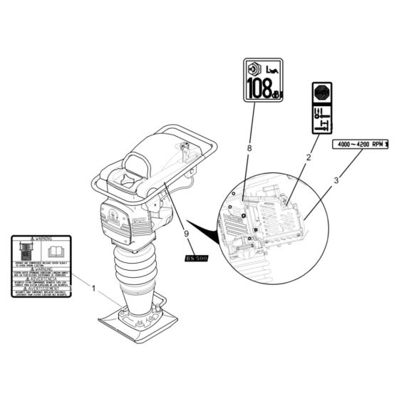 Decals for Wacker BS500-4 Trench Rammer