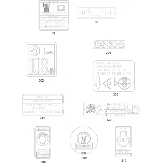 Labels Assembly for Wacker Neuson BS60-2 (Tillotson Carb) Trench Rammer