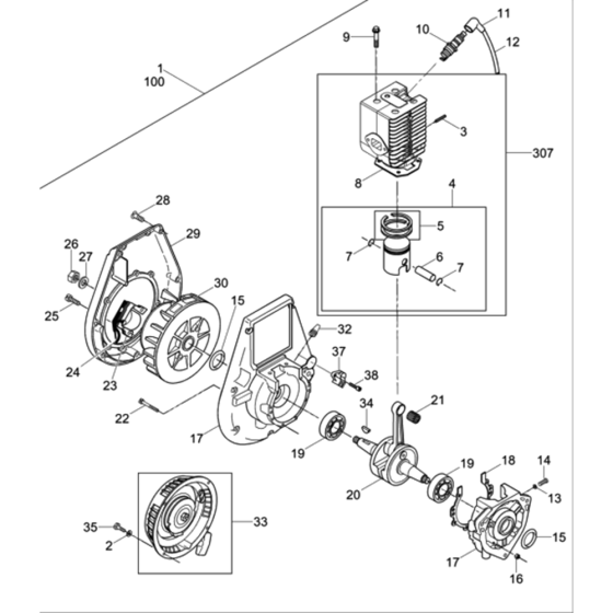 Engine WM80 Assembly for Wacker BS60-2 Walbro Carb (Auto Choke) Rammer