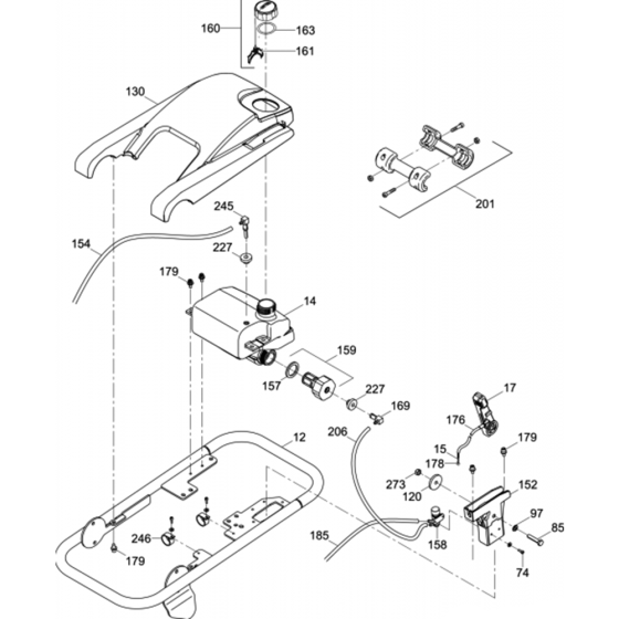 Guide Handle Assembly for Wacker BS60-2 Walbro Carb (Manual Choke) Rammer