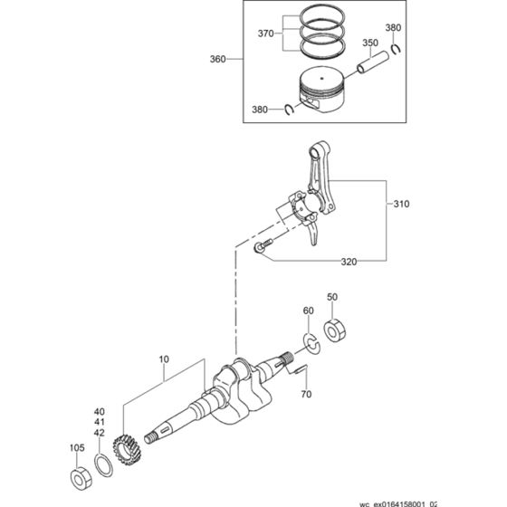 Crankshaft and Piston Assembly fits WM90 Engine for Wacker Neuson BS60-4 Trench Rammer