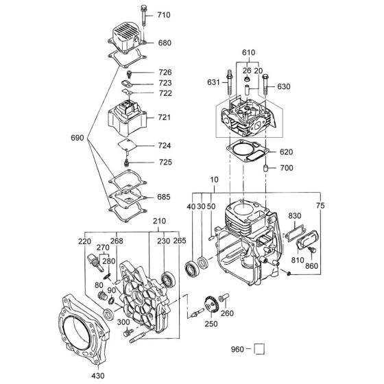 Crankcase Assembly -1 for Wacker BS600-4 Trench Rammer