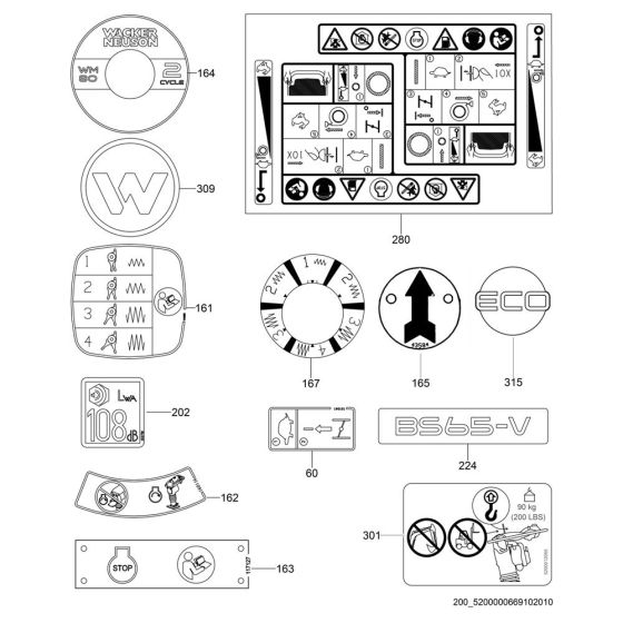 Decals for Wacker BS65-V Trench Rammer