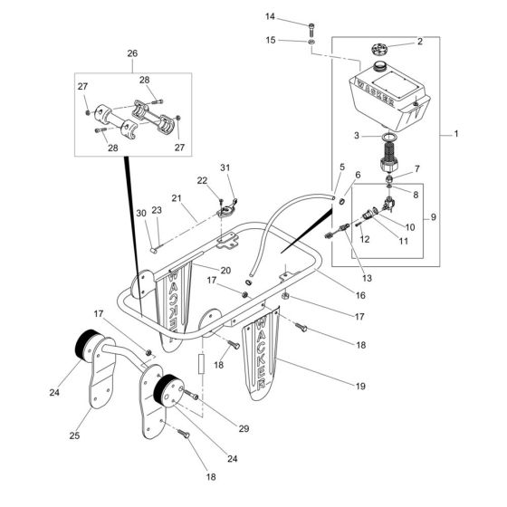 Guide Handle Assembly for Wacker BS65Y Trench Rammer