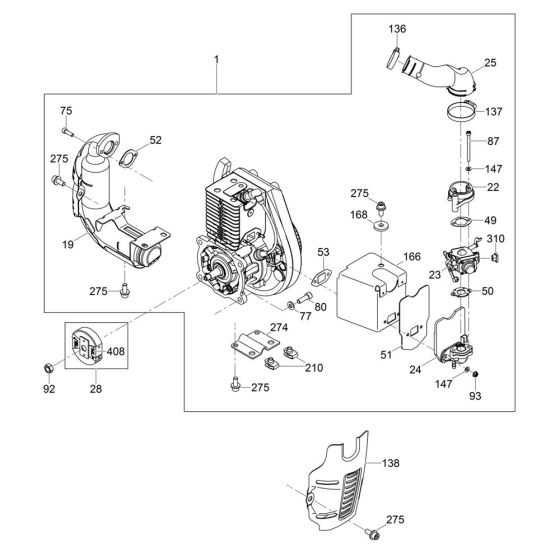 Air Duct, Muffler Assembly for Wacker BS70-2i Trench Rammer