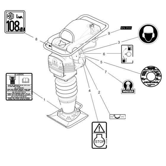 Decals for Wacker BS700 Trench Rammer