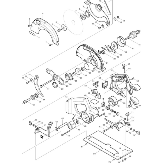 Main Assembly for Makita BSR730 Cordless Circular Saw