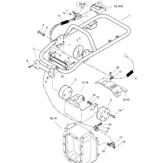 Steering Handle (S/N 101540571091-101540571243) for Bomag BT60/4 Rammers