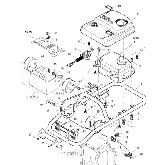 Steering Handle (S/N 101540554740-101540554916) for Bomag BT60/4 Rammers