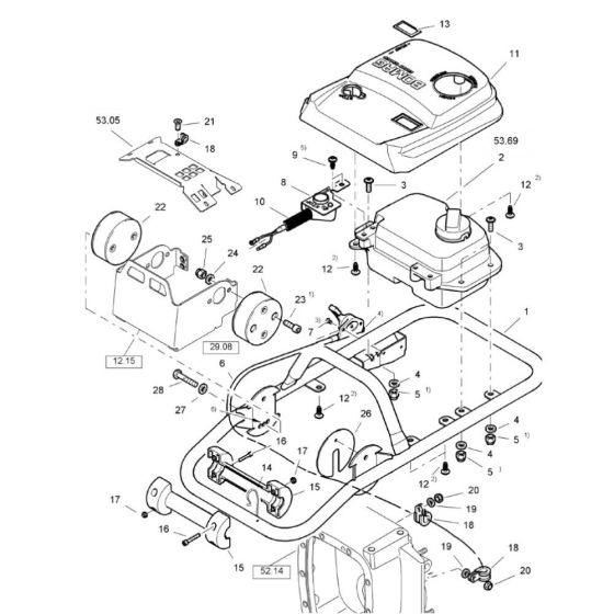 Steering Handle (S/N 101540554917-101540558088) for Bomag BT60/4 Rammers