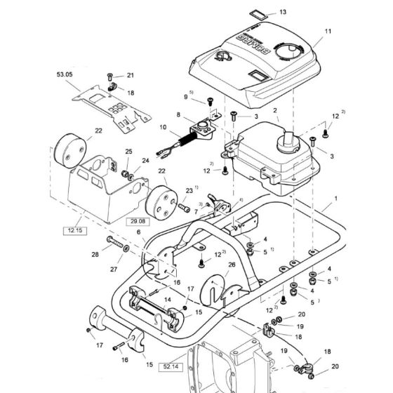 Steering Handle (S/N 101540551001-101540554739) for Bomag BT60/4 Rammers