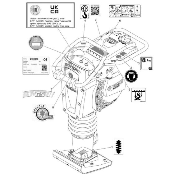 Decal (S/N 101541551843-101541559999) for Bomag BT65 Rammers