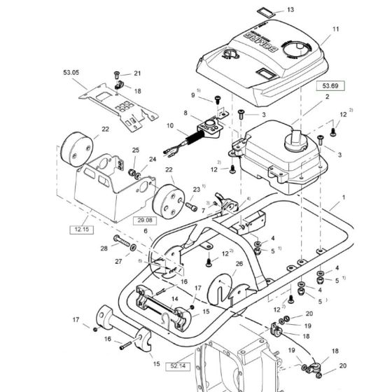 Steering Handle (S/N 101540601001-101540601240) for Bomag BT65/4 Rammers