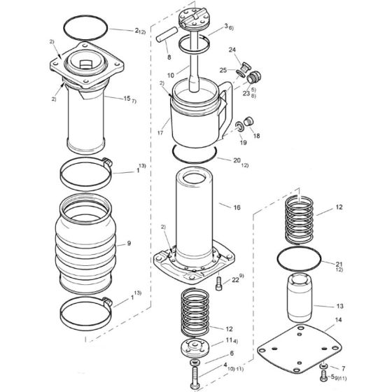 Spring And Guide Unit (S/N 101540581984-101540589999) for Bomag BT65/4 Rammers