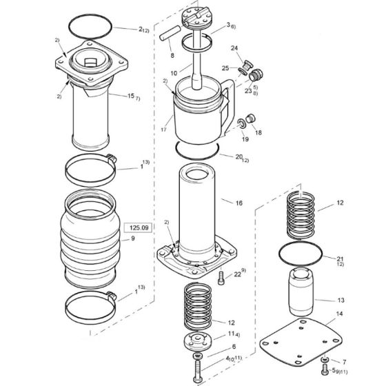 Spring And Guide Unit (S/N 101540581001-101540581983) for Bomag BT65/4 Rammers