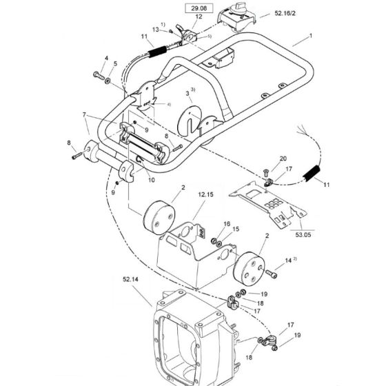 Steering Handle (S/N 101540581421-101540589999) for Bomag BT65/4 Rammers