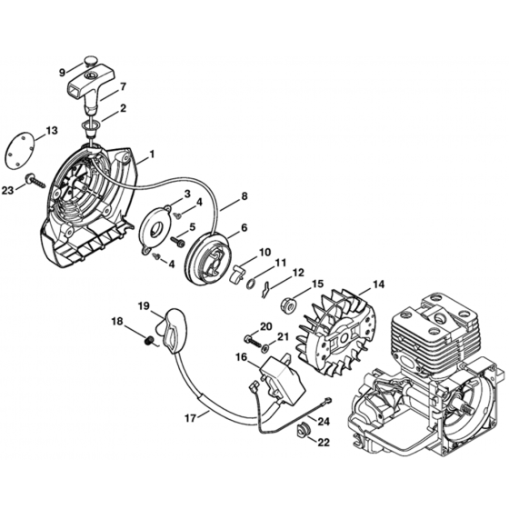 Rewind Starter, Ignition System Assembly for Stihl BT121 Earth Auger