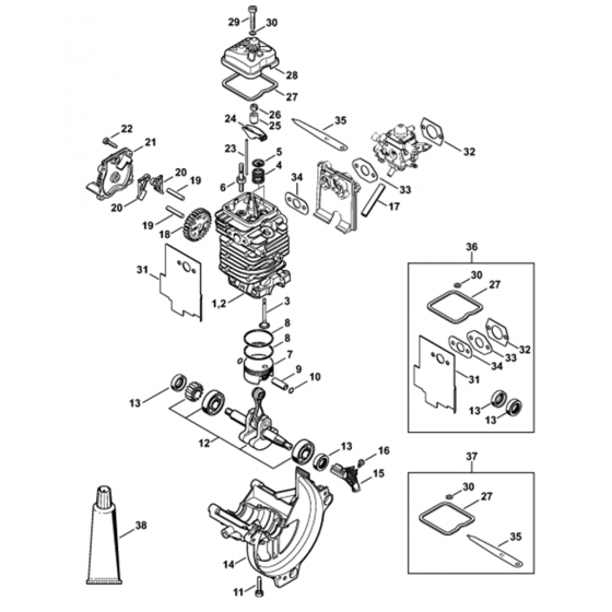 Engine Assembly for Stihl BT131 Earth Auger