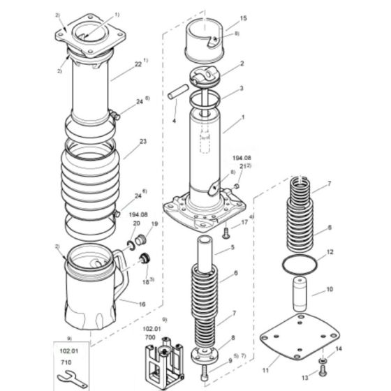 Spring and Guide Unit Assembly for Bomag BT50 Rammers