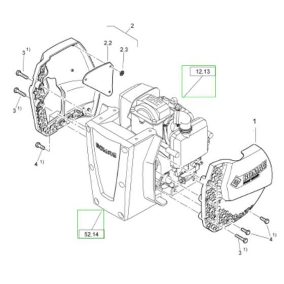 Engine protector (S/N 101541611001-101541612562) Assembly for Bomag BT50 Rammers