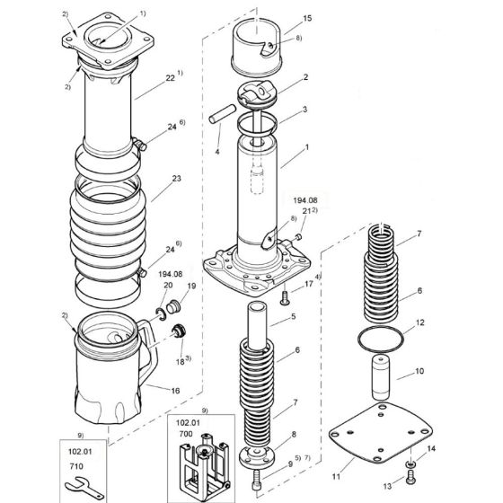 Spring and Guide Unit Assembly for Bomag BT50 Rammers