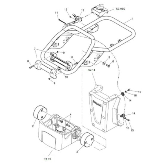 Steering Handle (S/N 101541613087-101541619999) Assembly for Bomag BT50 Rammers