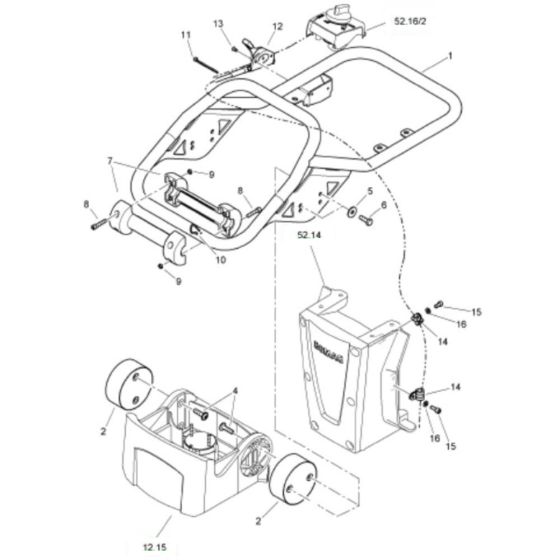 Steering Handle (S/N 101541701001-101541703235) Assembly for Bomag Rammers