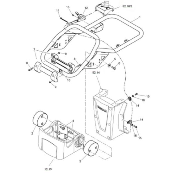 Steering Handle (S/N 101541713276 101541719999) Assembly for Bomag BT60 Rammers