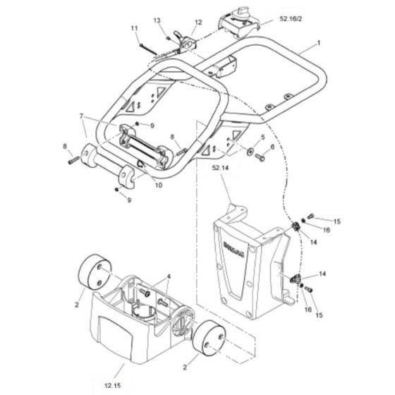 Steering Handle (S/N 101541711001-101541713275) Assembly for Bomag BT60 Rammers